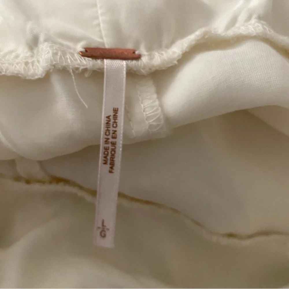 FREE PEOPLE CREAM DRAWSTRING ELASTIC WAIST LIGHTWEIGHT PARACHUTE PANTS LARGE